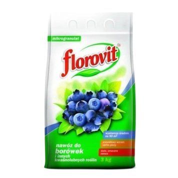 Флоровіт 3 кг, добриво для лохини та кислотолюбних рослин, мінеральне, мікрогранульоване, для підкислення ґрунту та рясного плодон 229616 фото