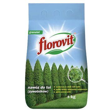 Флоровіт 5 кг, добриво для туй, мінеральне, гранульоване, для густого росту та інтенсивного зеленого кольору 235623 фото