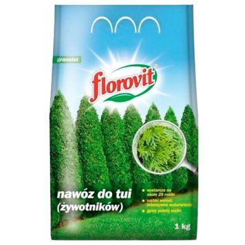 Флоровіт 1 кг, добриво для туй, мінеральне, гранульоване, для густого росту та інтенсивного забарвлення хвої 235624 фото