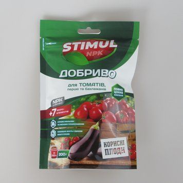 STIMUL NPK добриво для томатів, перцю та баклажанів 200 г, комплексне мінеральне з мікроелементами, для врожайності та якості плод 002727 фото