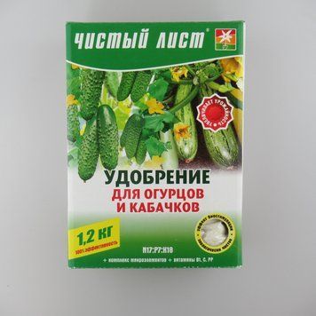 Чистий Лист добриво для огірків та кабачків 1.2 кг, порошкове, комплексне NPK 17-7-18, з мікроелементами та вітамінами 226722 фото