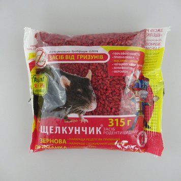 🐭 Лускунчик &mdash; зернова родентицидна приманка, 315 г (червоне, сирний аромат) 223895 фото