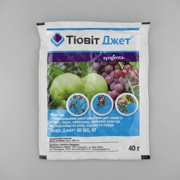 Тиовит Джет 40 г, фунгицид контактный с акарицидным действием для яблони, груши, винограда и овощей от мучнистой росы, о 208779 фото